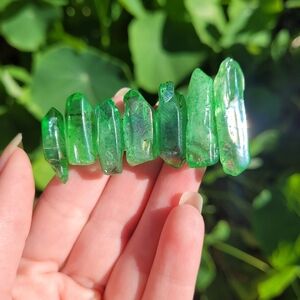 Green Crystal Quartz Barrette